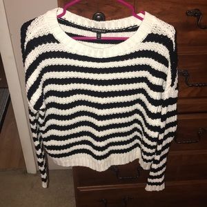 NWOT black and white striped express sweater